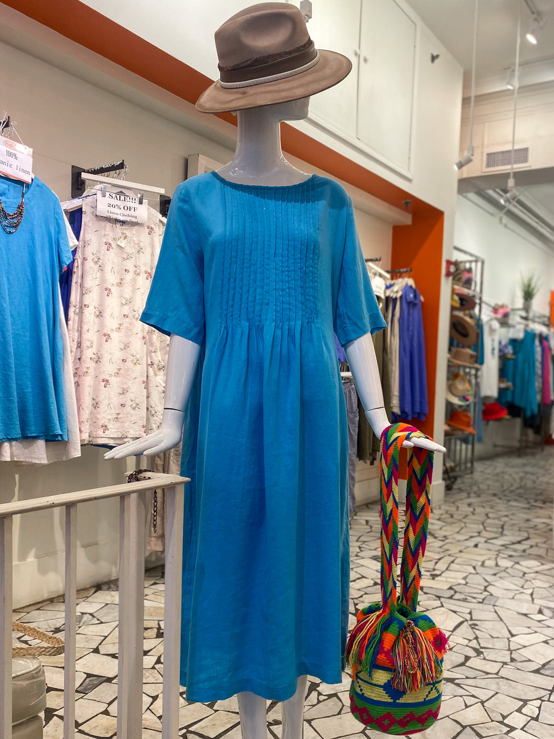 Pintuck Linen Dress