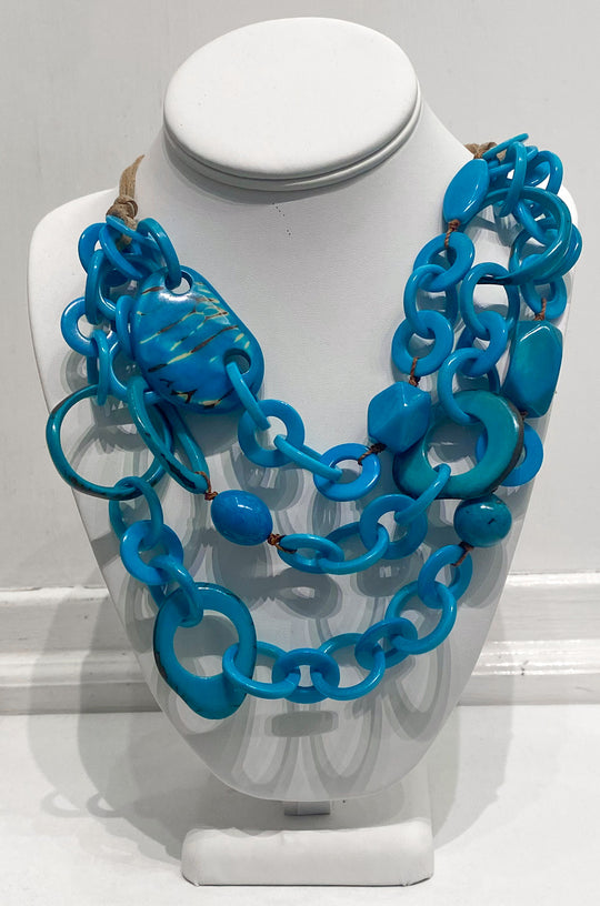 Chunky Blue Link Chain Necklace