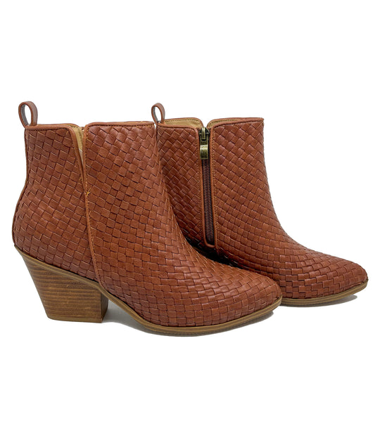 Woven Leather Booties