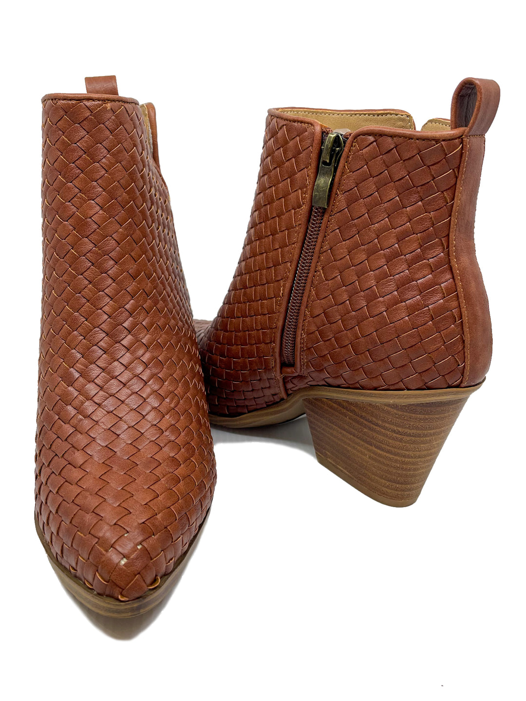 Woven Leather Booties