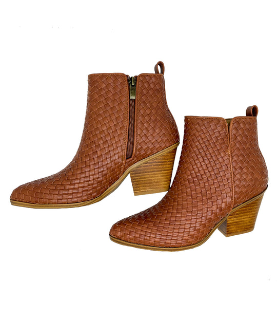 Woven Leather Booties